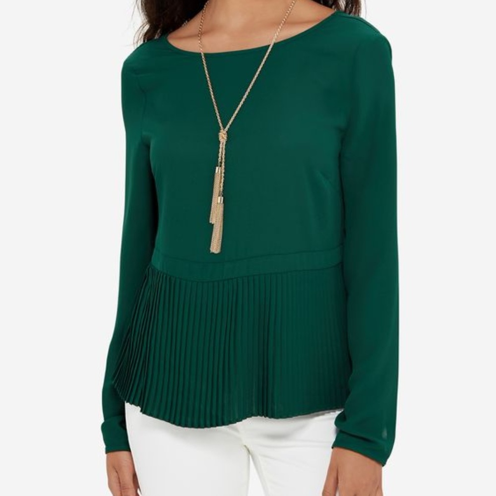 The Limited Green Pleated Bottom Top XS